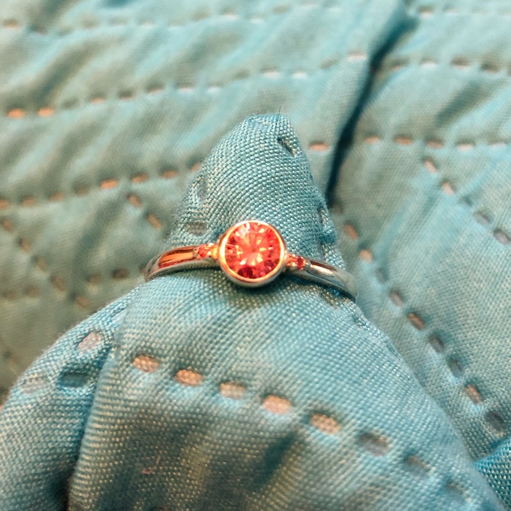 Custom sterling silver ring with pink cz